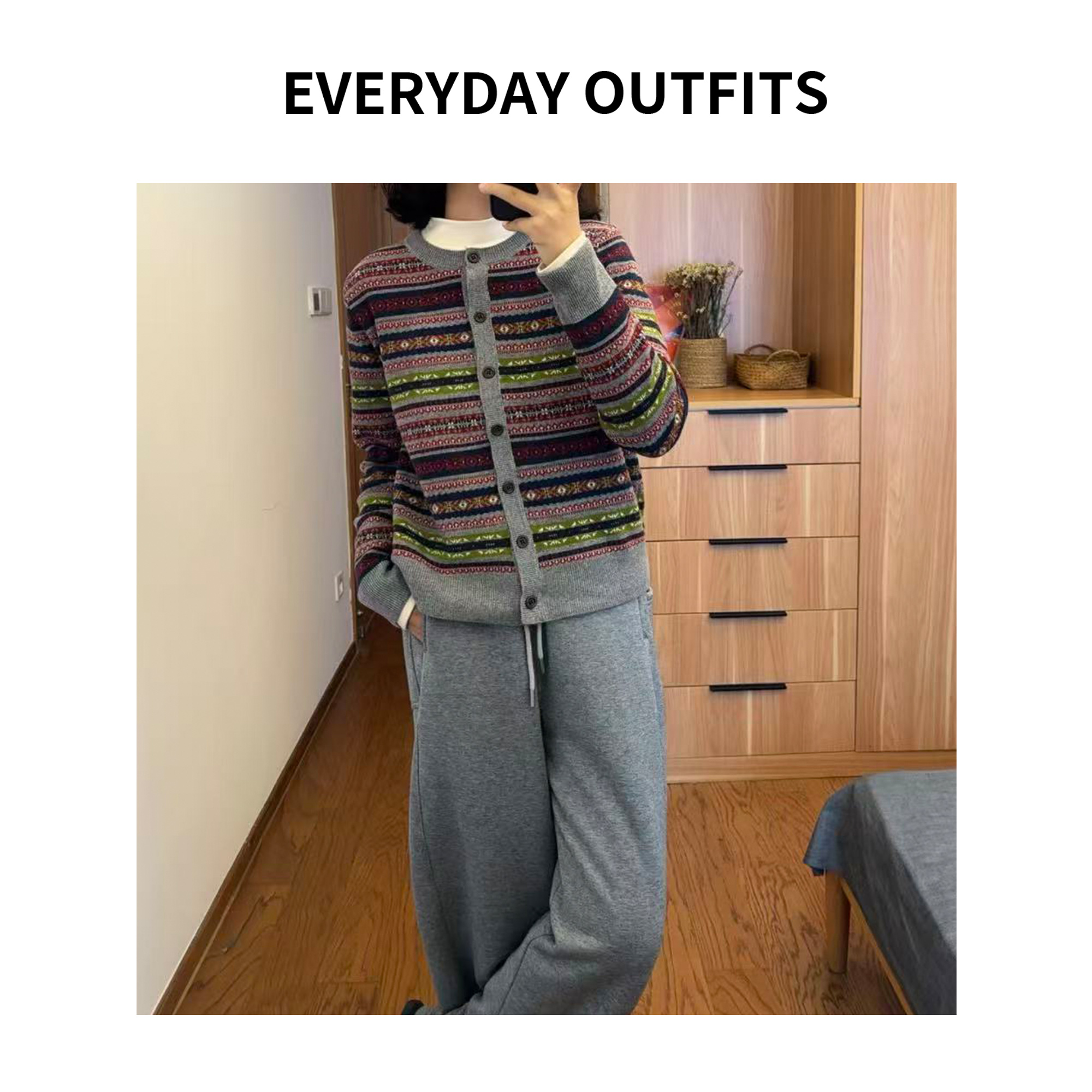 RIDA. 复古提花毛衣开衫5L10针织气质秋冬慵懒百搭 251092