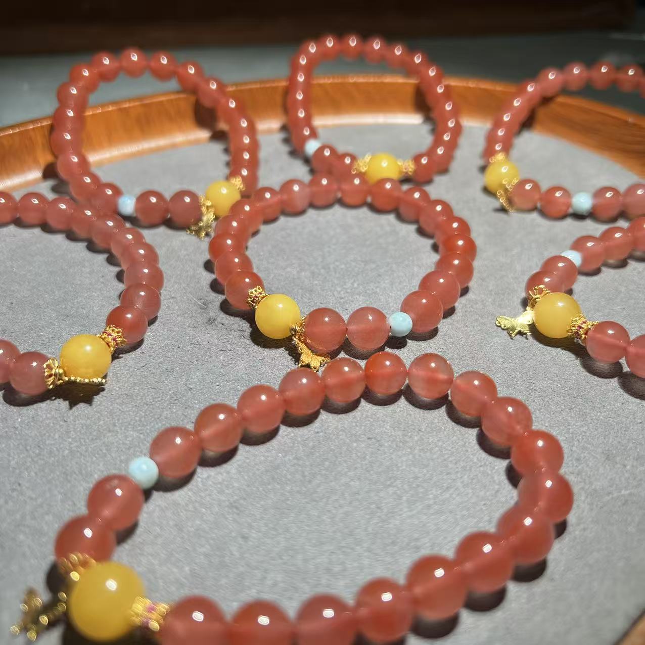 【张老斯珠宝】xy595天然南红卡8.6手串（多样性发货 拍一发一）