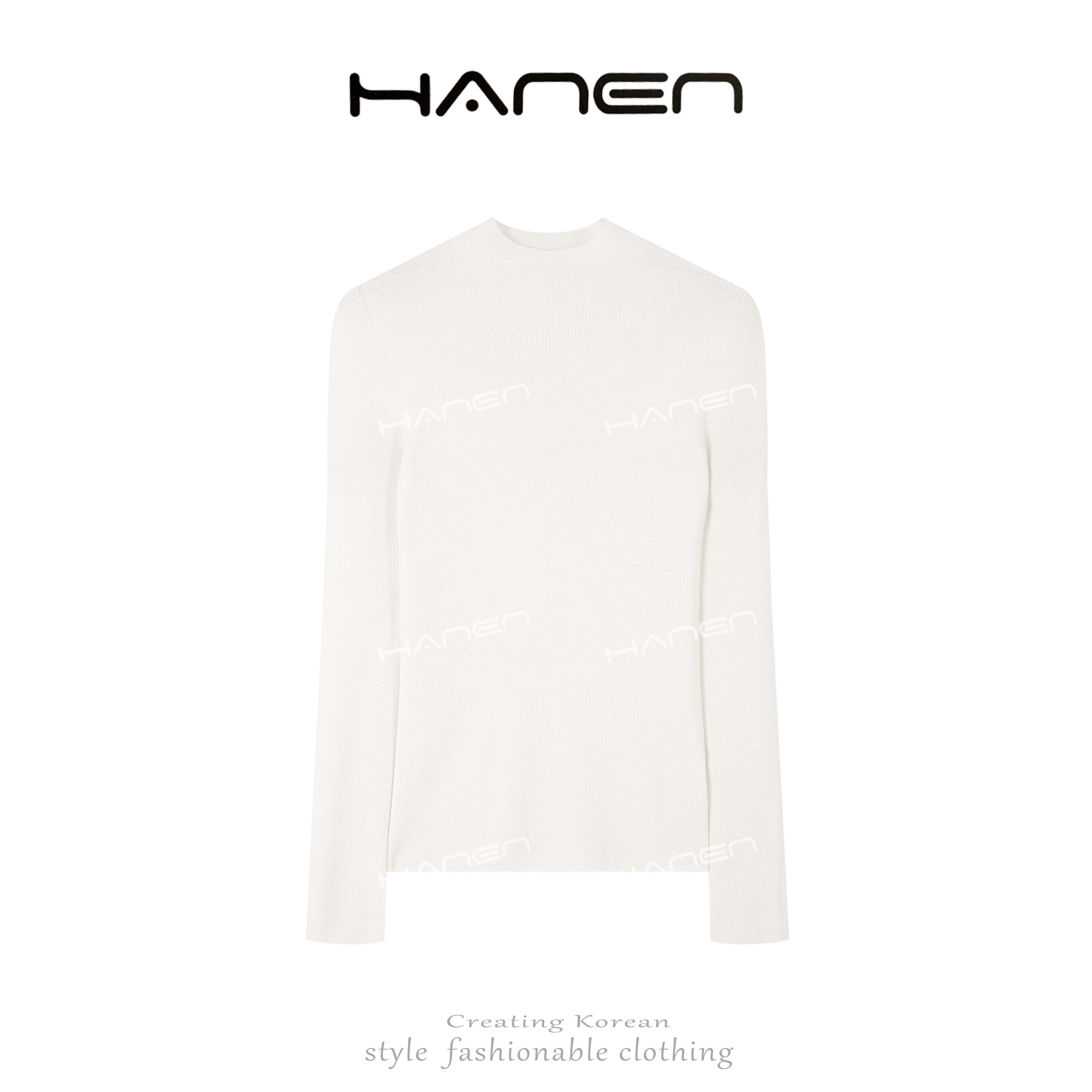 韩恩【QIANA】100绵羊毛无缝一体半高领长袖针织打底衫qianw205