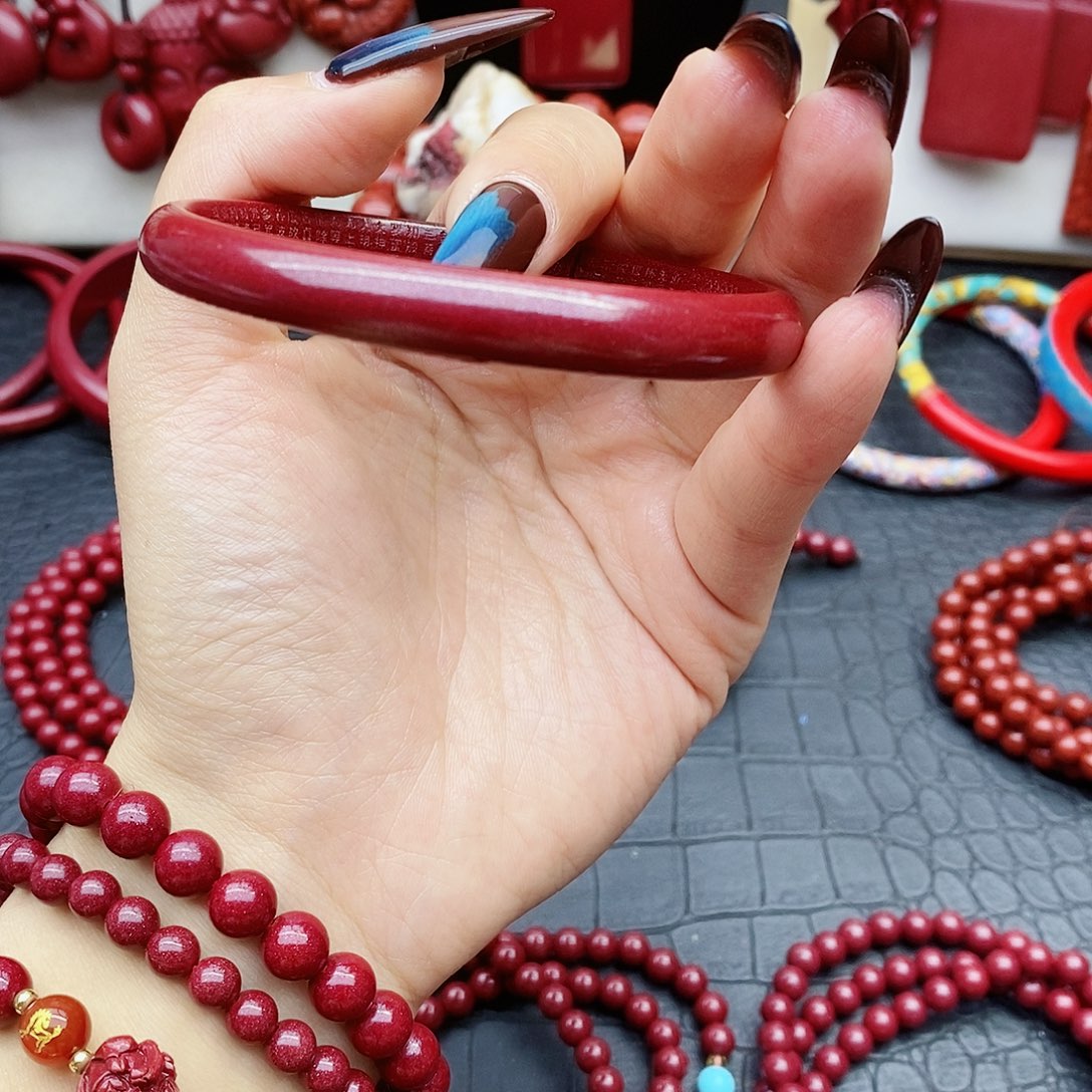 天然辰砂中宽58圈口