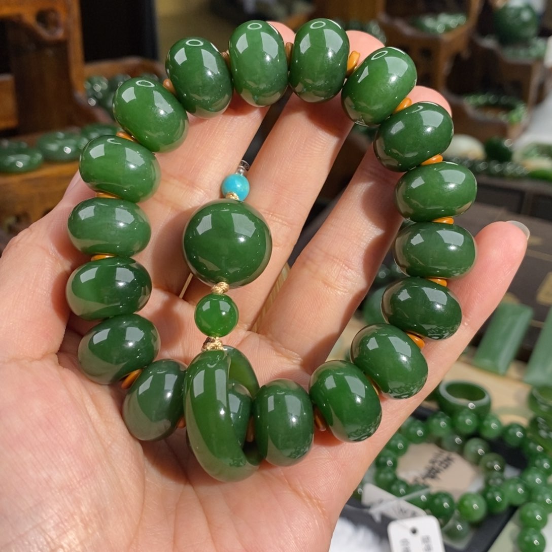 和田玉（碧玉）手链未镶嵌幻**烟