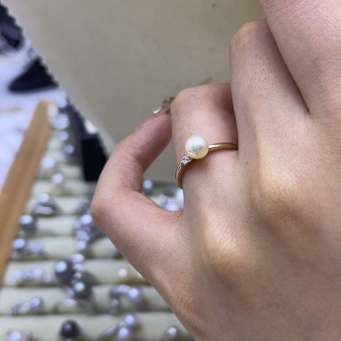 海水珍珠银S925镶嵌戒指