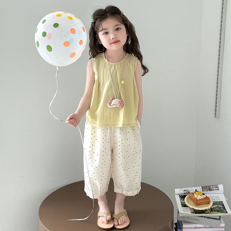 女童韩版套装夏季2025新款女宝宝无袖背心夏装小女孩薄款两件套潮