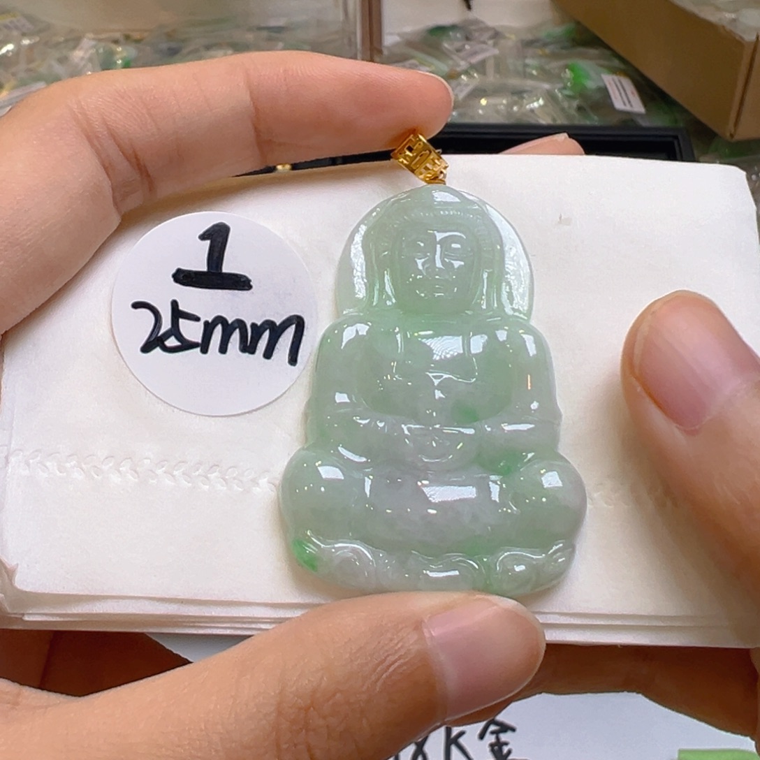 吊坠(不含链)18K金镶嵌翡翠