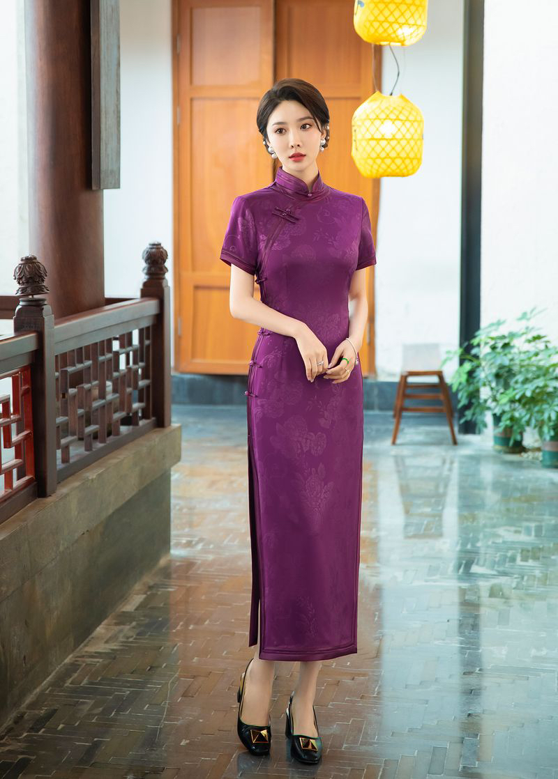 【763】衣长125cm重工双层喜庆旗袍