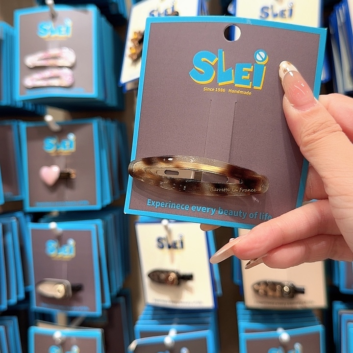 一***瑰豹纹细闪醋酸掰掰夹