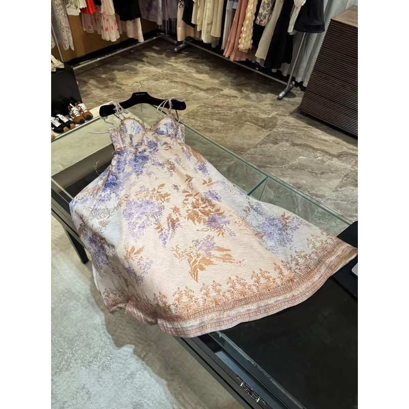 WW2025新款女士时尚夏季水墨印花连衣裙W201047