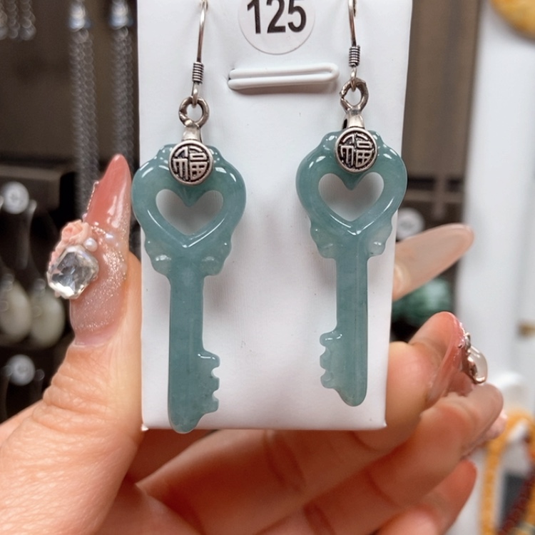 【闪购商品】翡翠耳饰银S925镶嵌耳饰