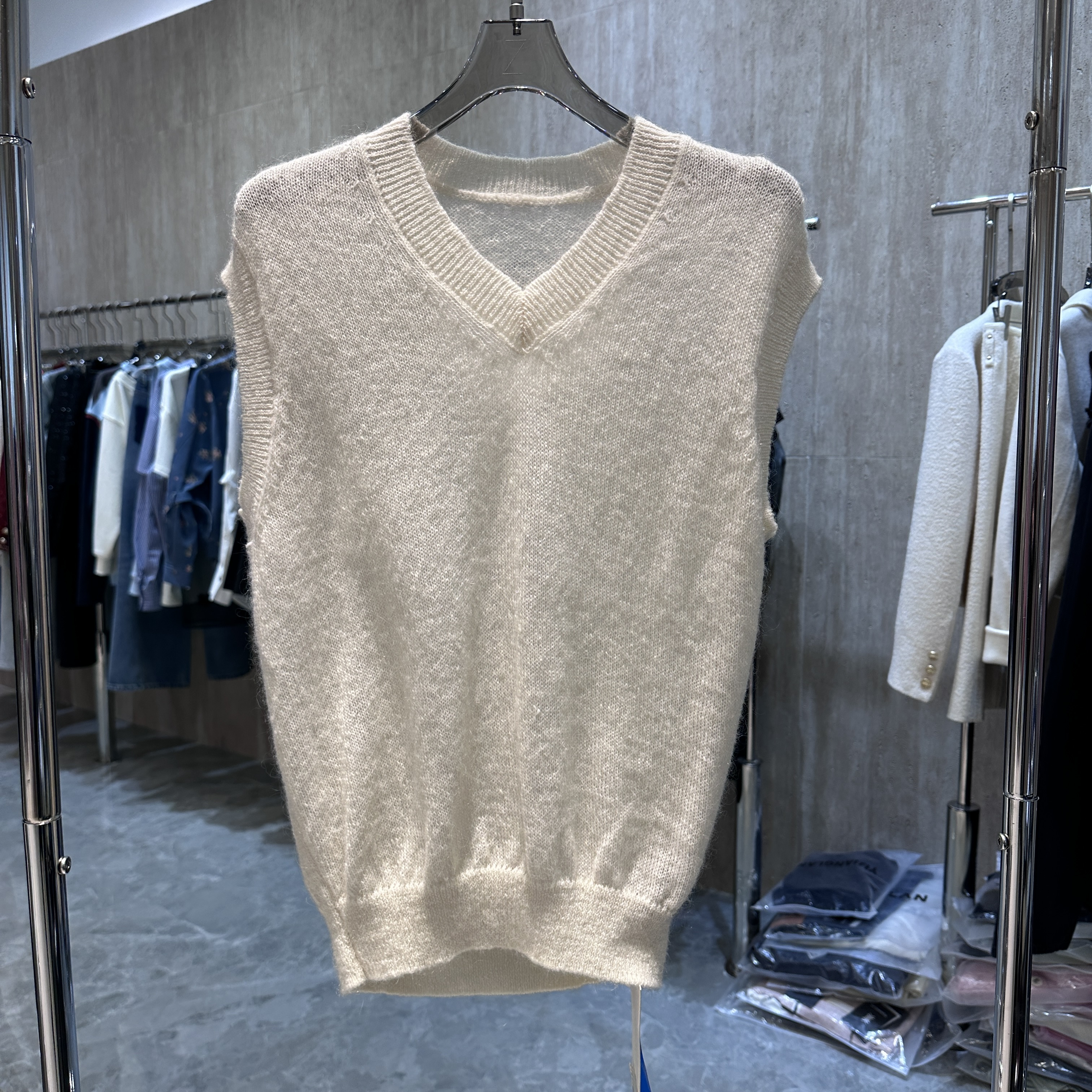 马海毛背心女士套头