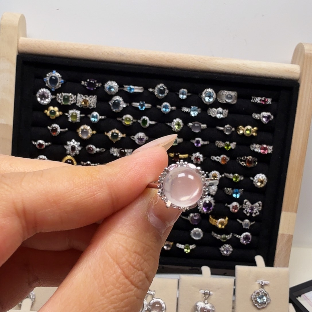 银S925镶嵌戒指水晶