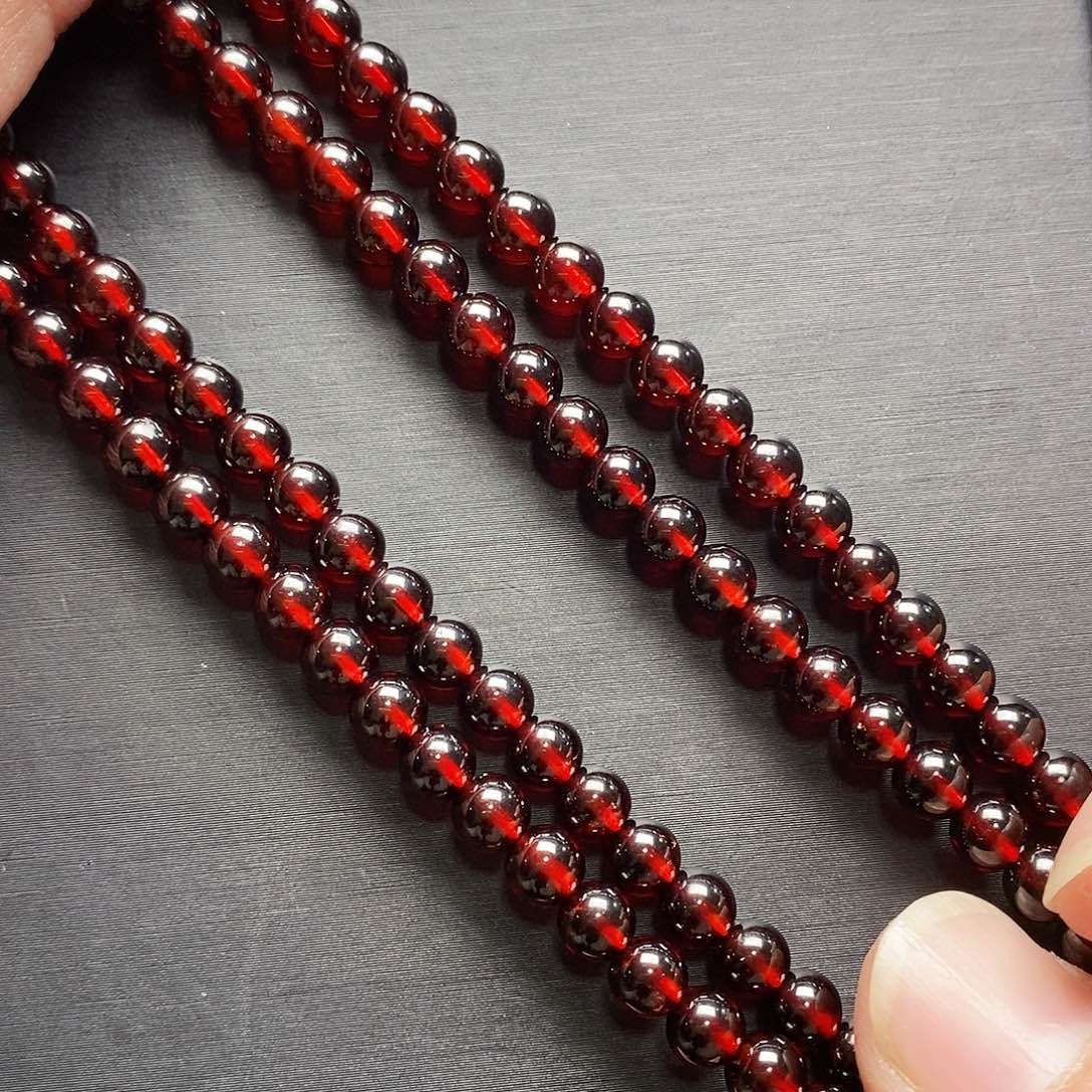 石榴石手链未镶嵌5.5mm精品血泊红