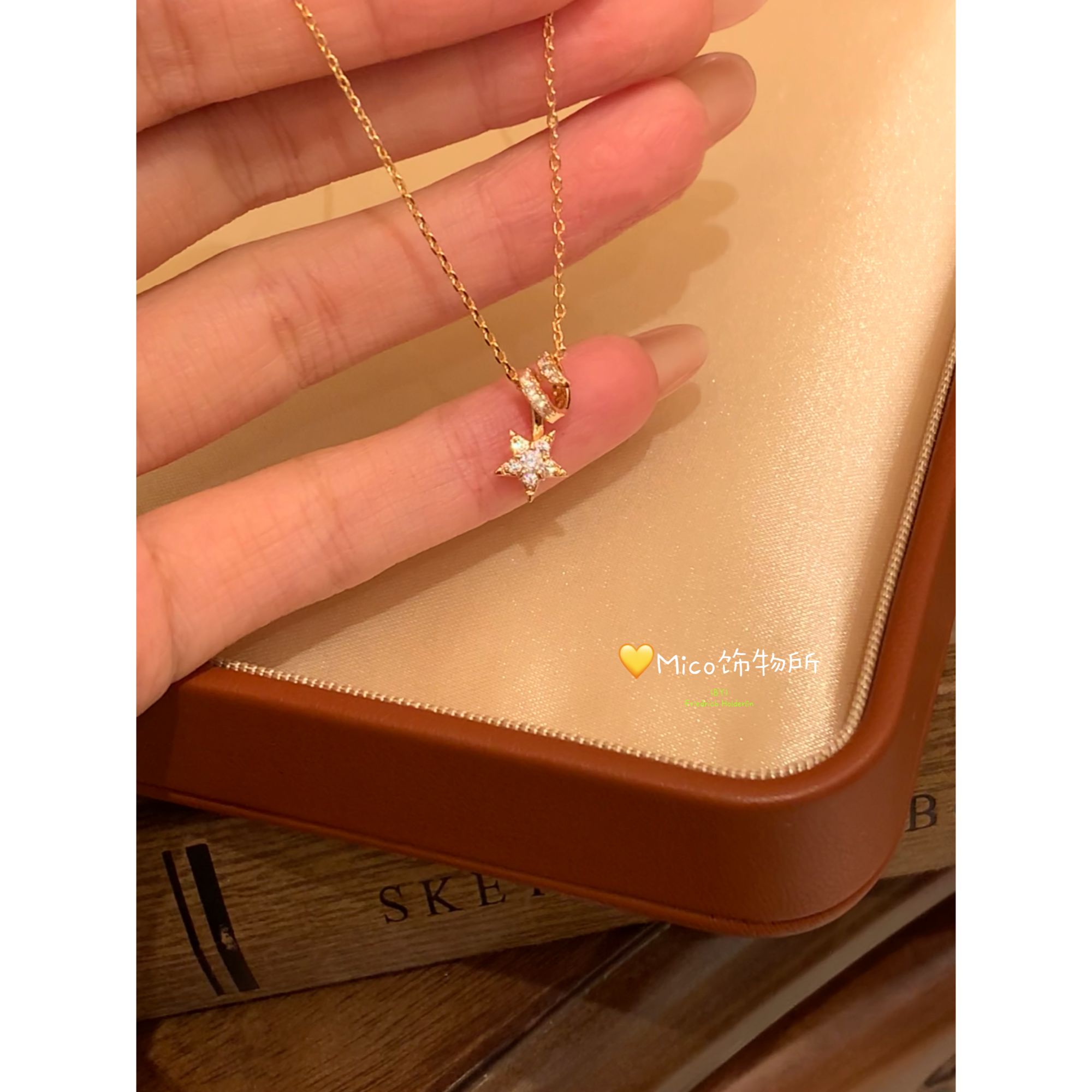 铜项链 香槟色五角星流星项链女M267