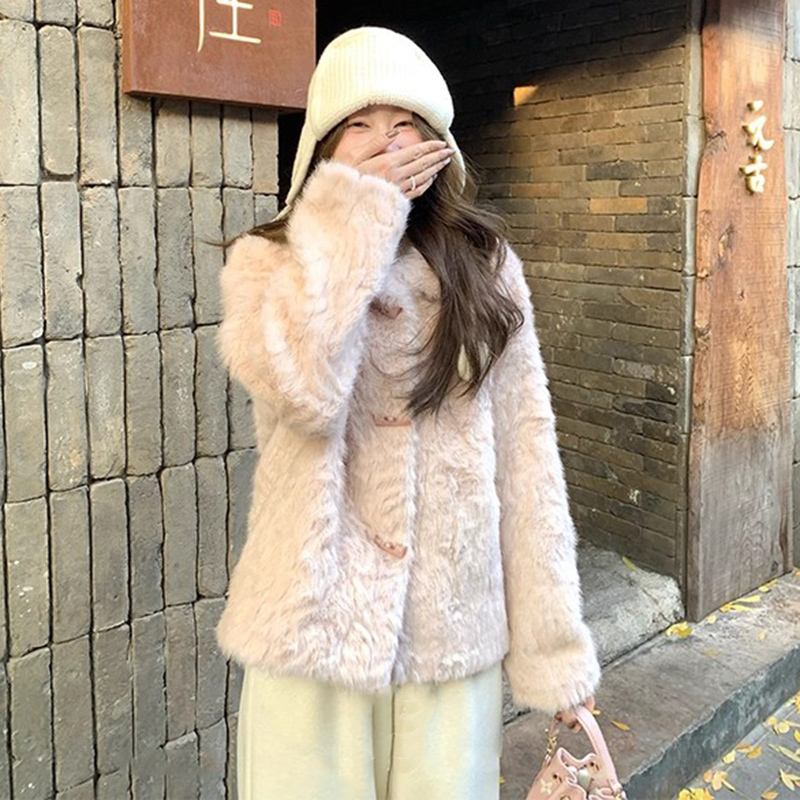 人造皮草 【元气桃桃】毛毛外套女冬韩系保暖加厚仿狐狸毛环保皮草