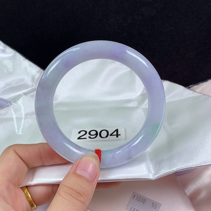 翡翠未镶嵌手镯59圈 紫罗兰胖圆