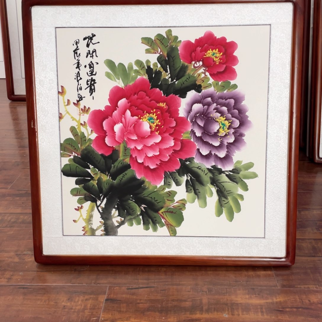 国画手绘带框尺寸63*63厘米