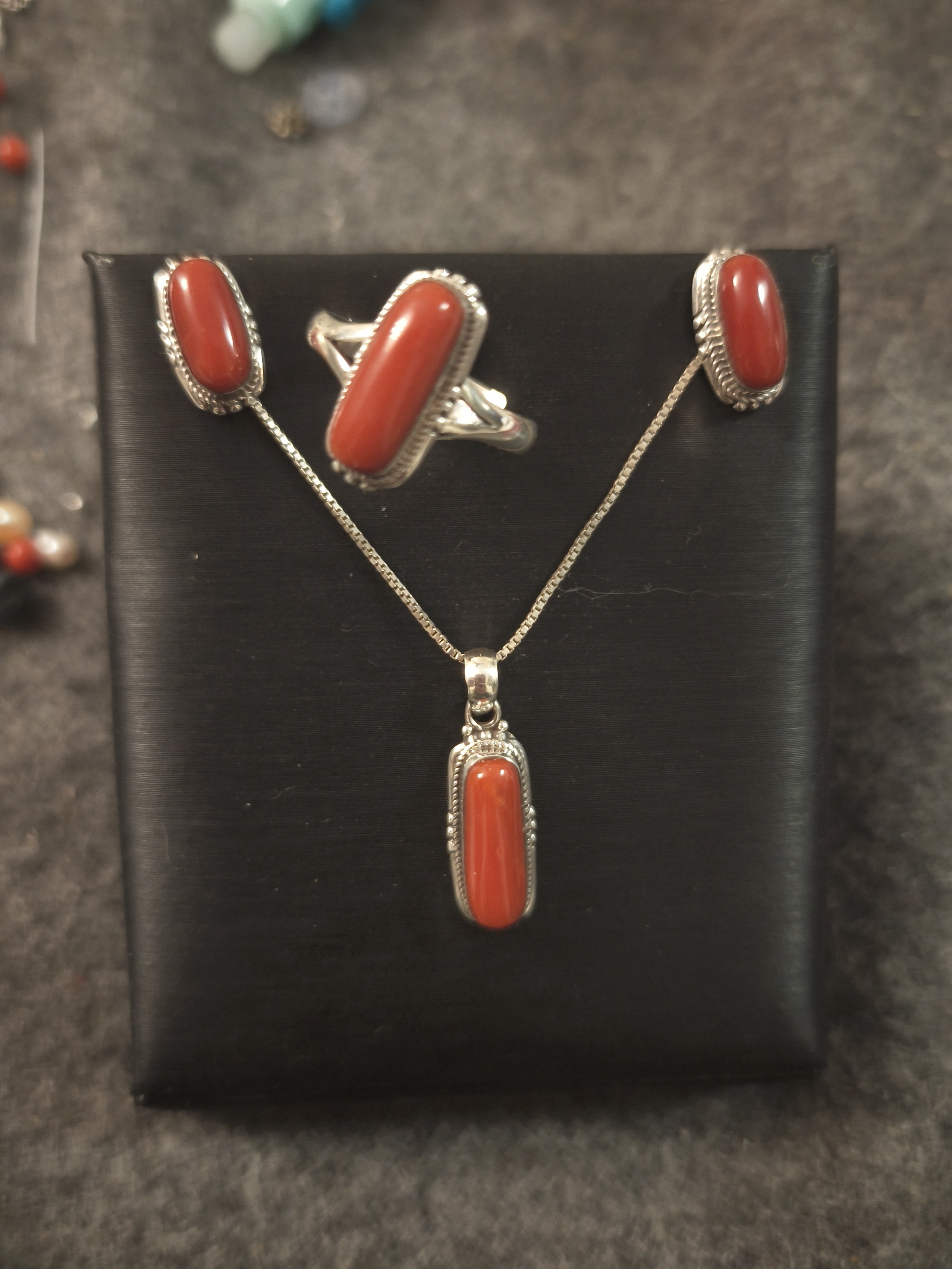 坠链均925银亚克力 尼泊尔纯手工三件套