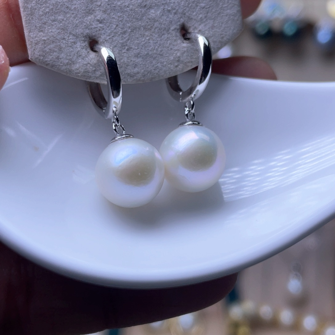 淡水珍珠耳环银S925镶嵌