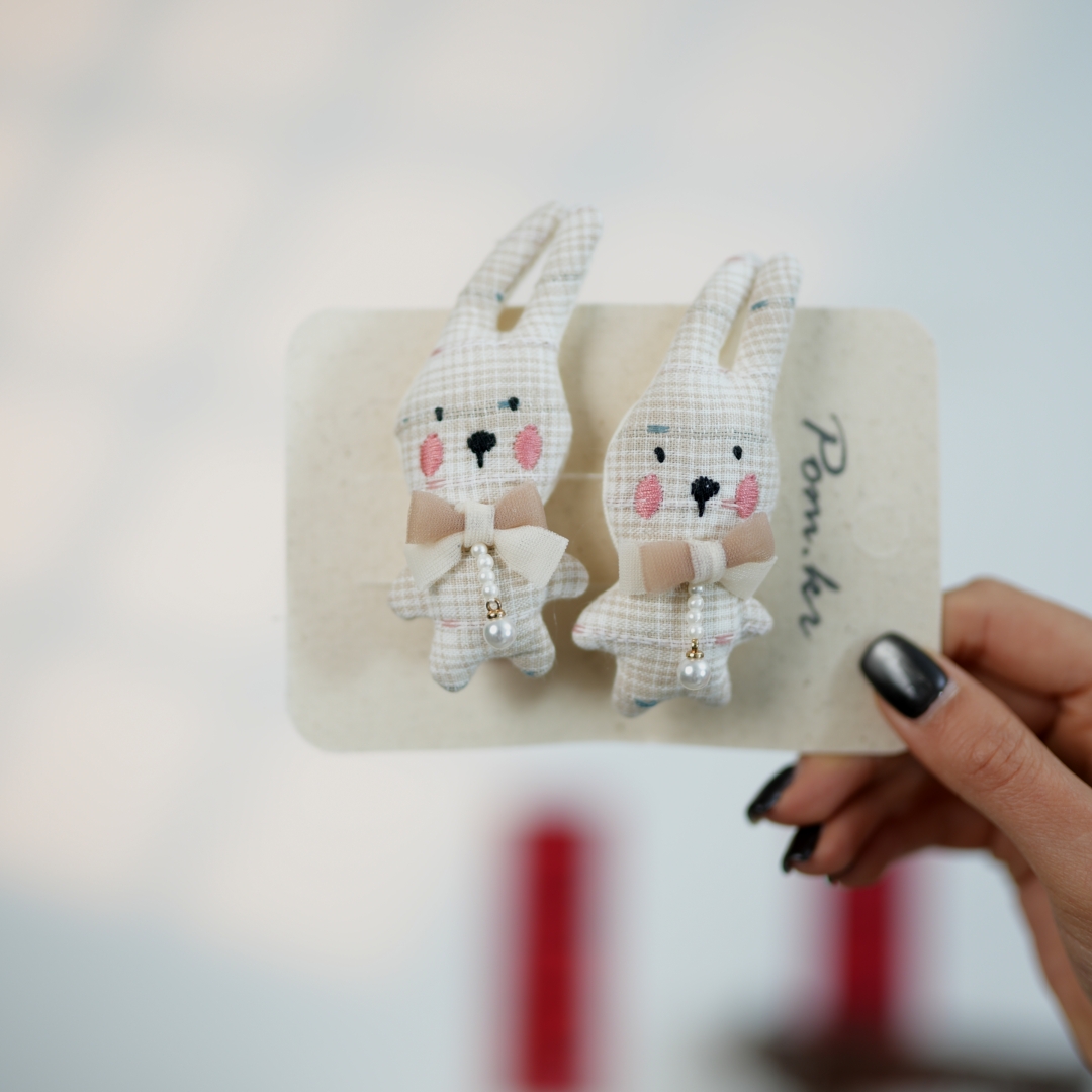 1002（一对装）兔子边夹可爱纯手工甜美儿童公主宝宝少女少女儿童