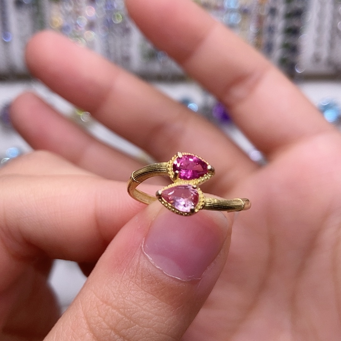 戒指银S925镶嵌碧玺