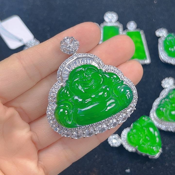 翡翠吊坠(不含链)银S925镶嵌