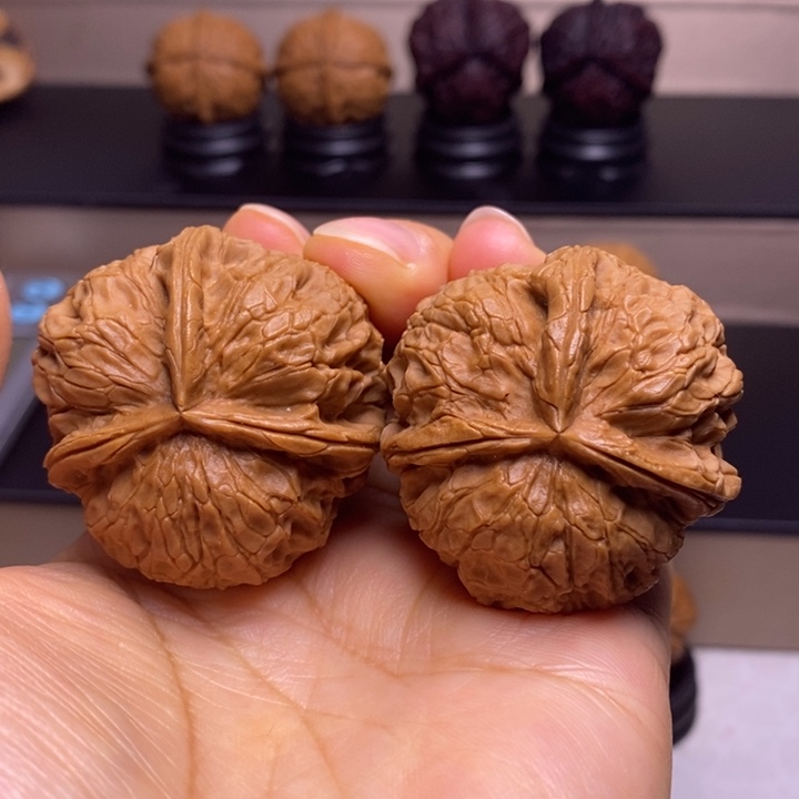 把件文玩核桃浪叠纹三楞44