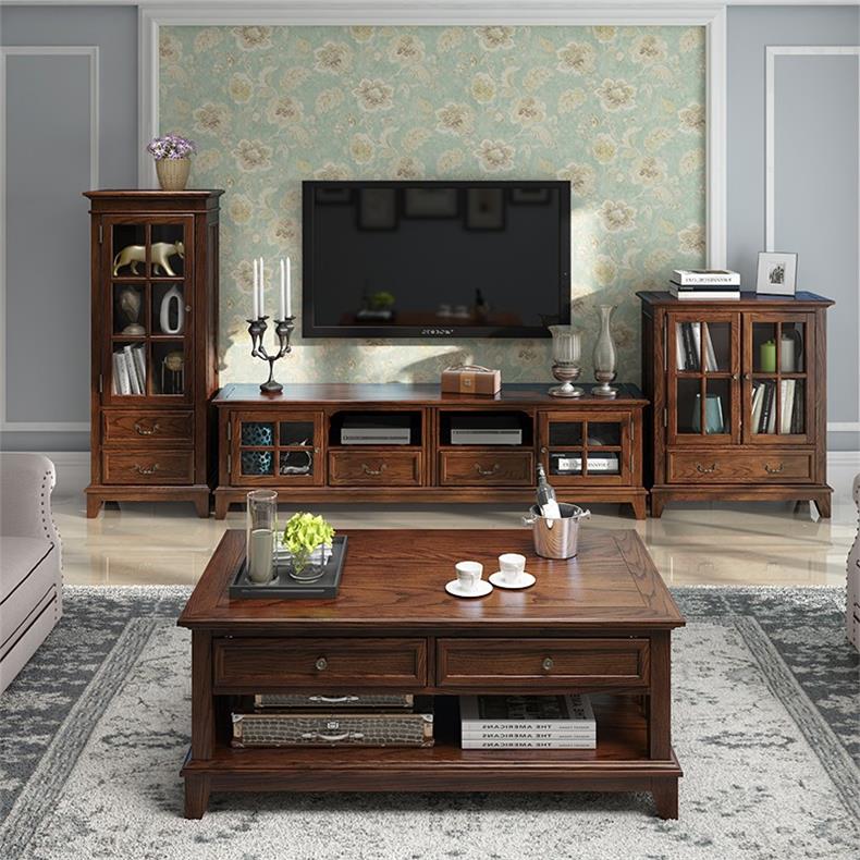 实木客厅家具酒柜电视柜地柜柜子组合茶几简约地柜美式组合柜单门