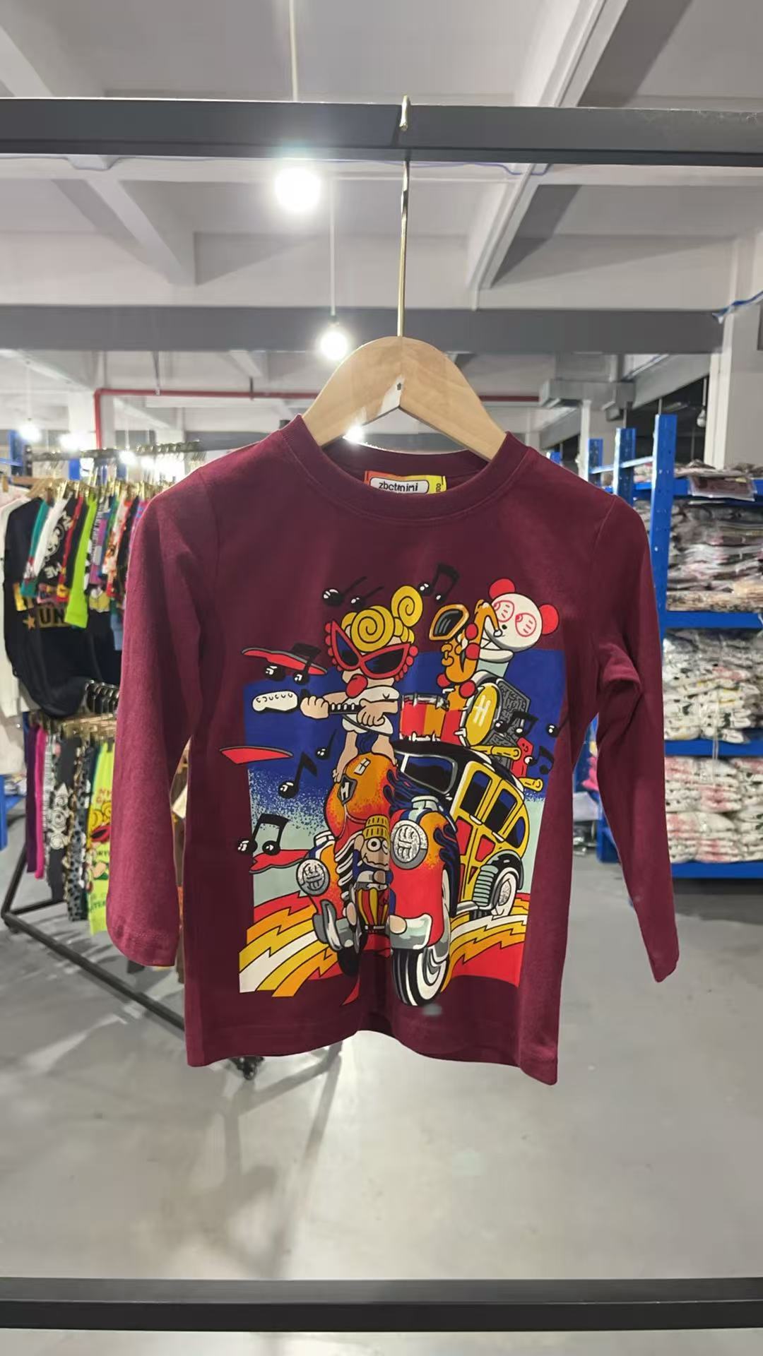 .437 mini老爷车长袖 酒红     亲子装