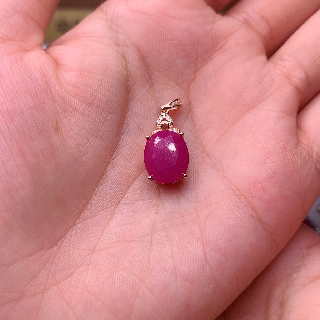 红宝石颈饰银S925镶嵌