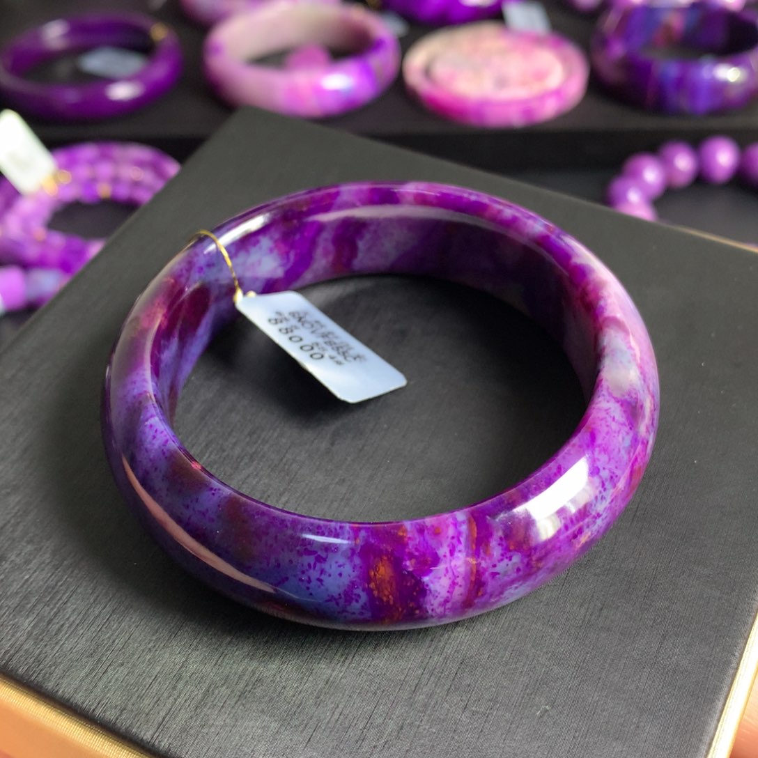 苏纪石（舒俱来）未镶嵌幻彩樱花手镯58圈