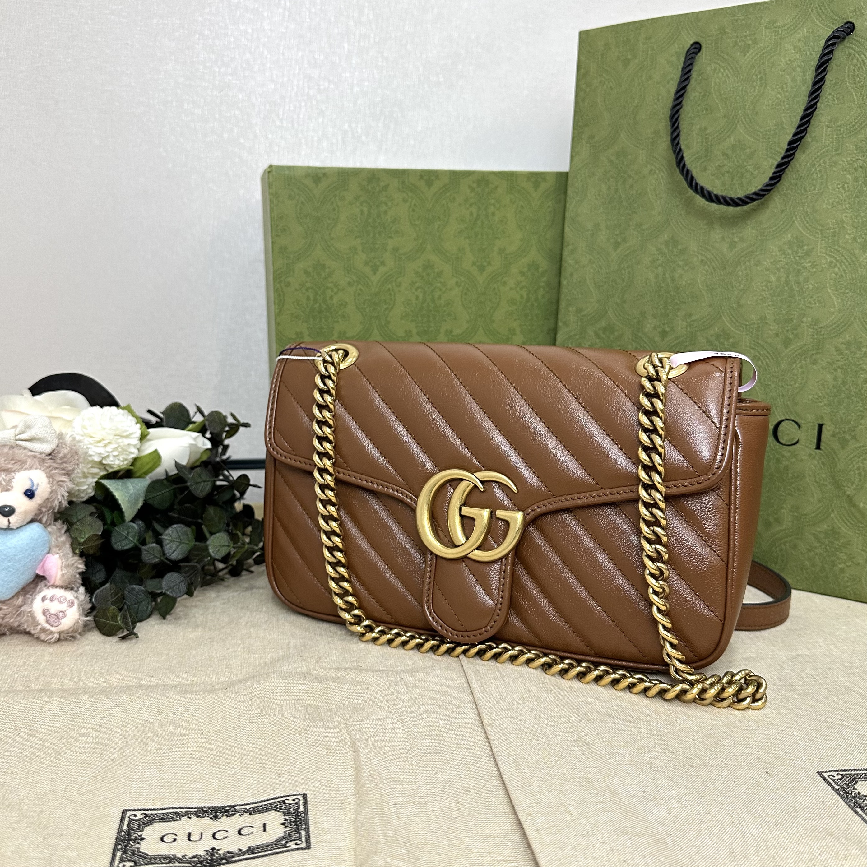 未使用 GUCCI/古驰 壹所奢品/GUCCI 马蒙26 焦糖金 闲置 