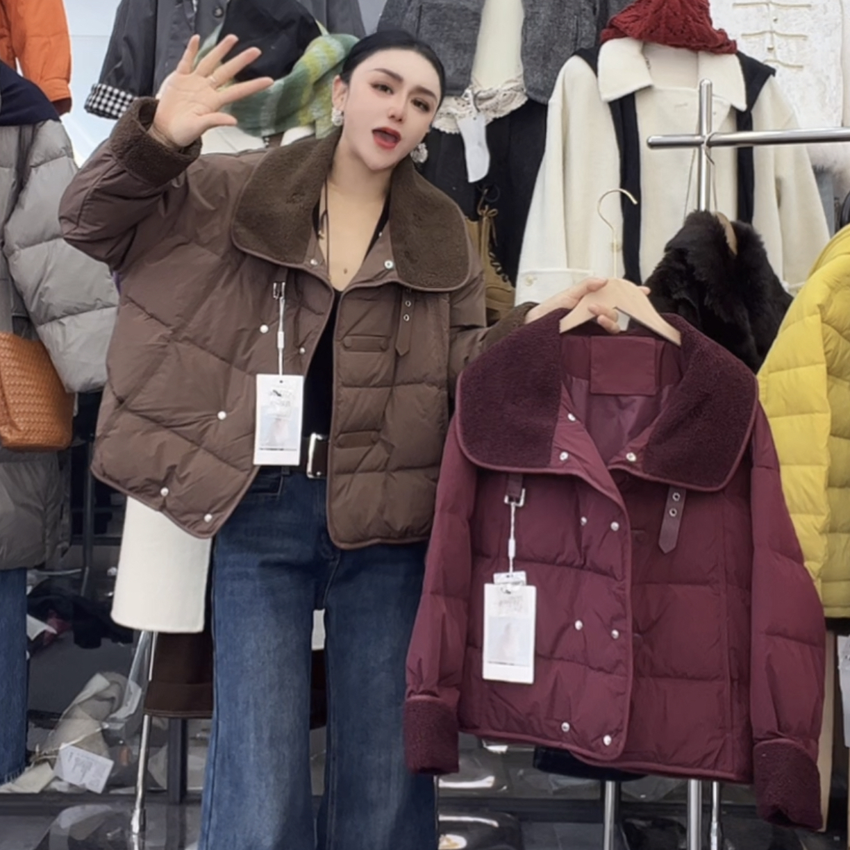 0909翻领拼接加厚防寒服外套A15-13