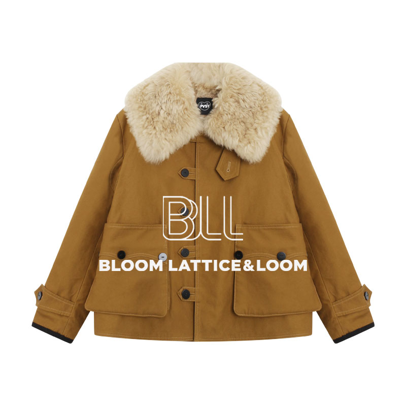 PCNY不理理“暖棕时光”驼色纽扣毛领托斯卡纳毛领保暖羽绒外套