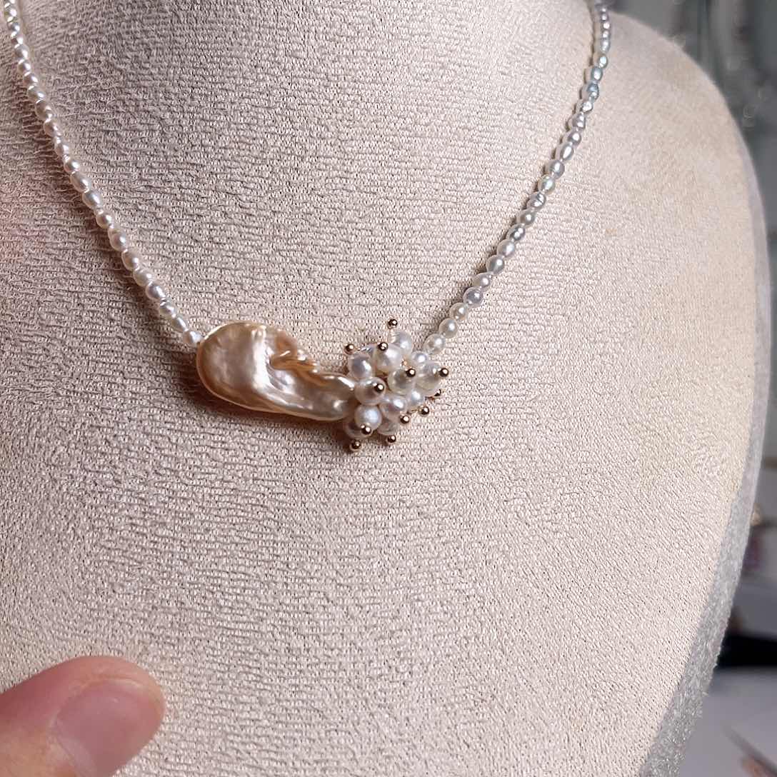 淡水珍珠银S925镶嵌颈饰