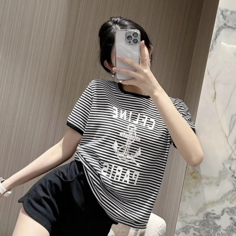 99新 Celine/思琳 A100850/船锚条纹短袖/S码