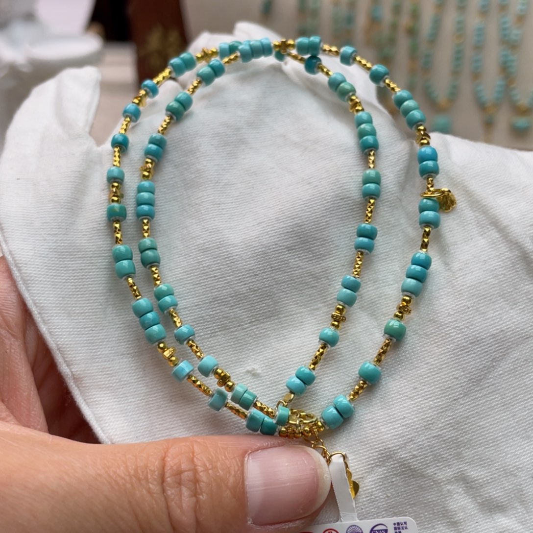 绿松石颈饰银S925镶嵌