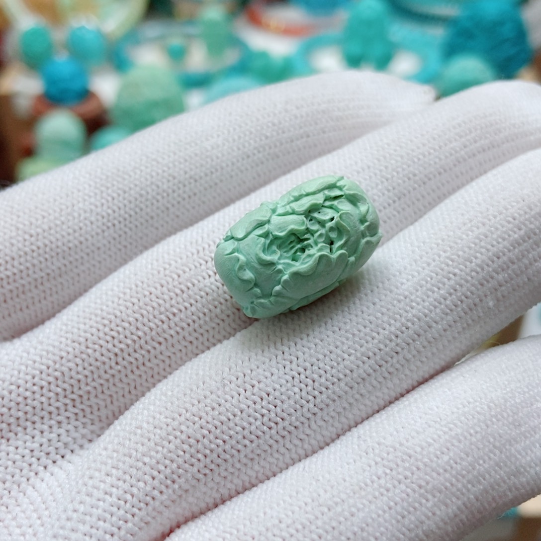 绿松石未镶嵌牡丹花