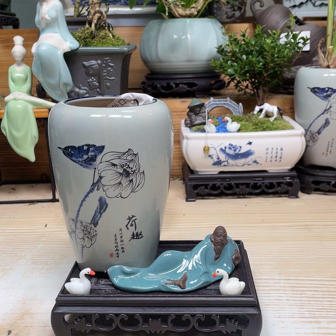 紫砂花盆陶瓷艺术花盆陶瓷