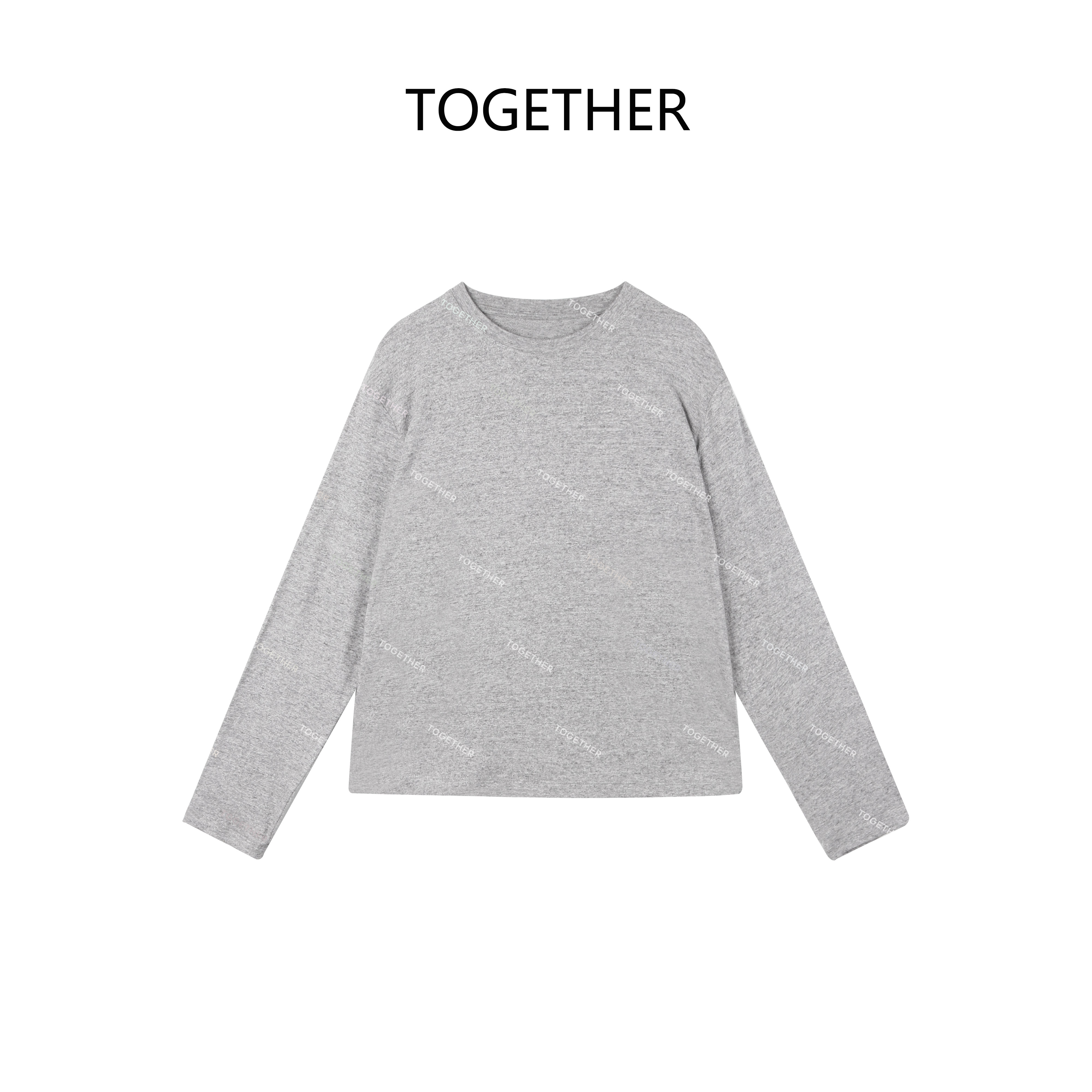  【TOGETHER】· 木柔 ·早秋圆领基础百搭长袖女装T恤打底上衣W1930