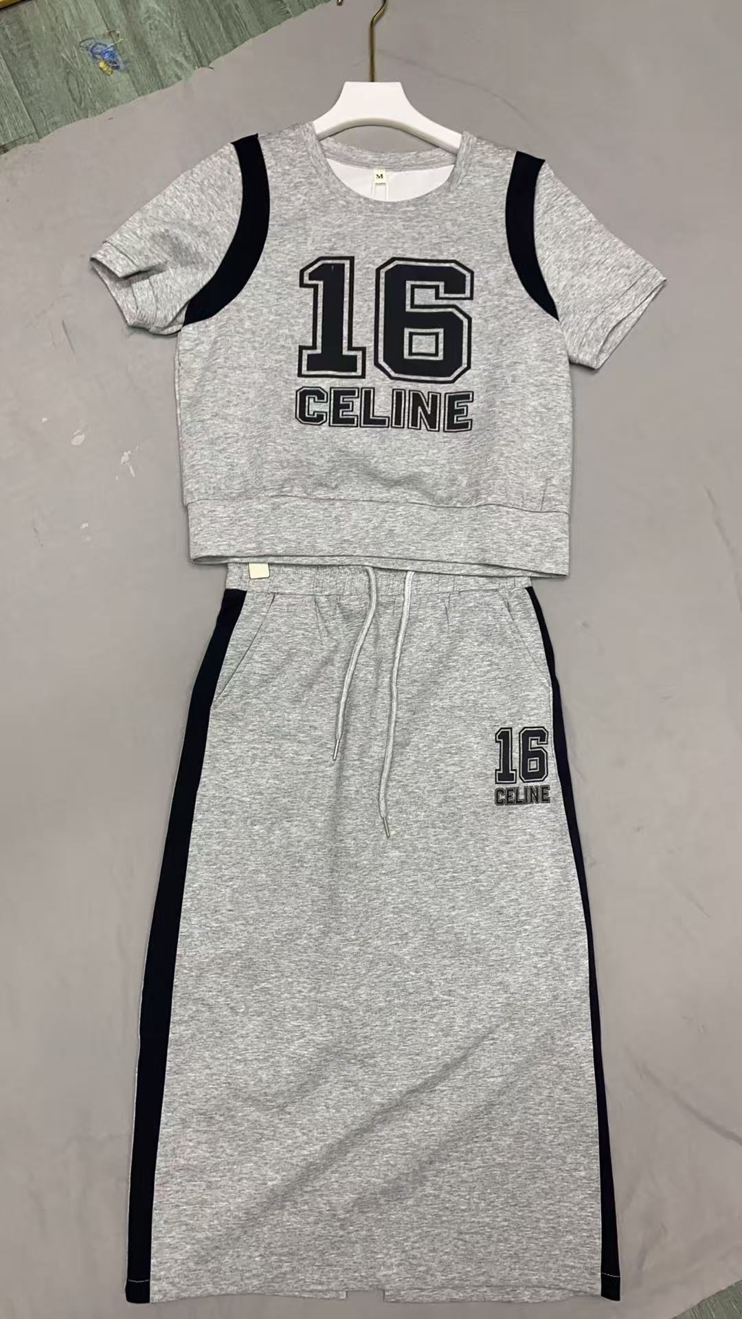 6712#2025新款时尚休闲短袖上衣半身裙两件套套装