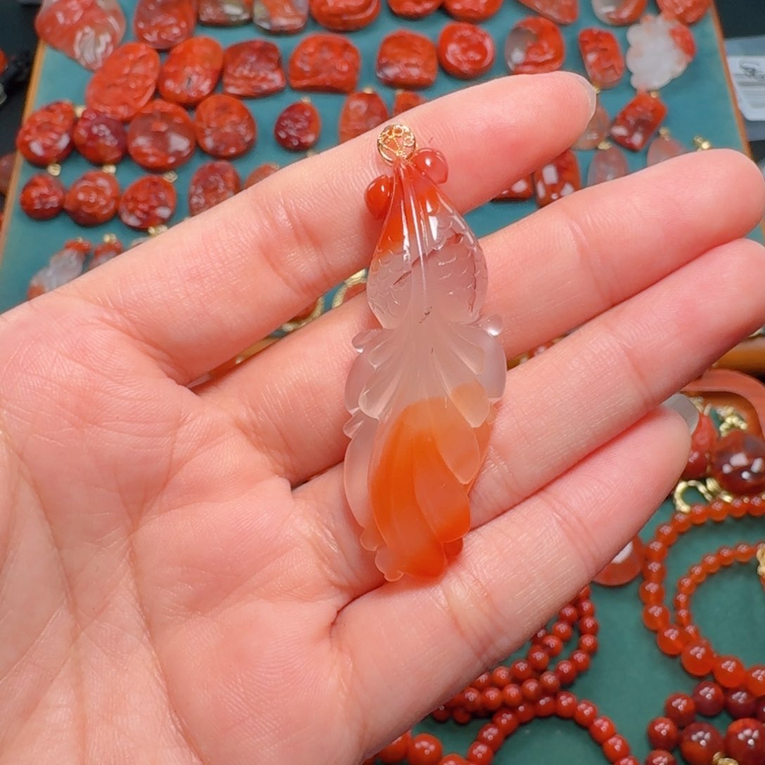 南红玛瑙南红18K金镶嵌