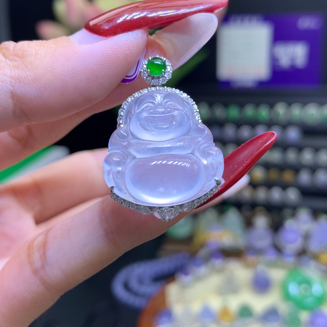 翡翠颈饰18K金镶嵌天然