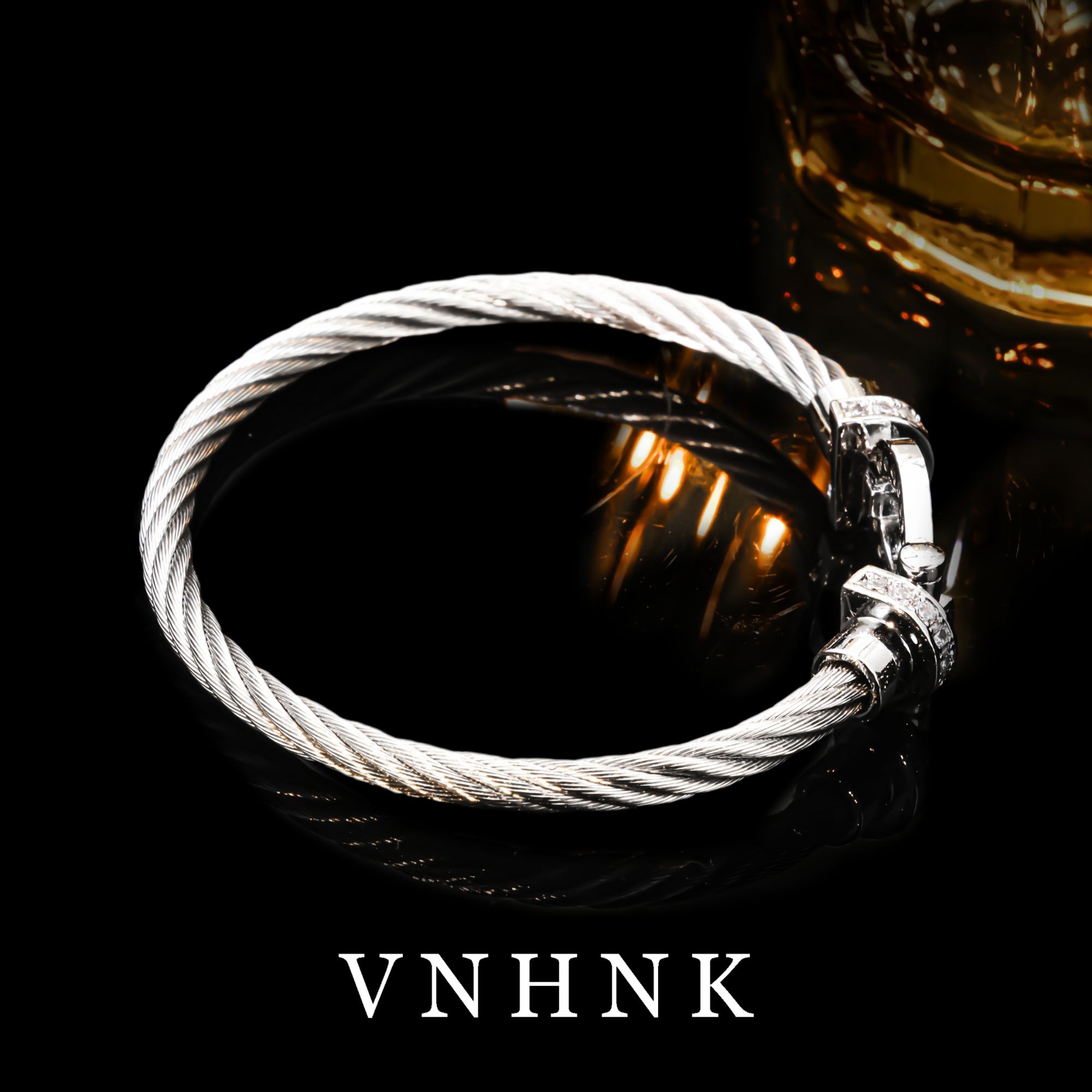 不锈钢合成锆石手链 美可儿  F398   灰色个性气质百搭手链