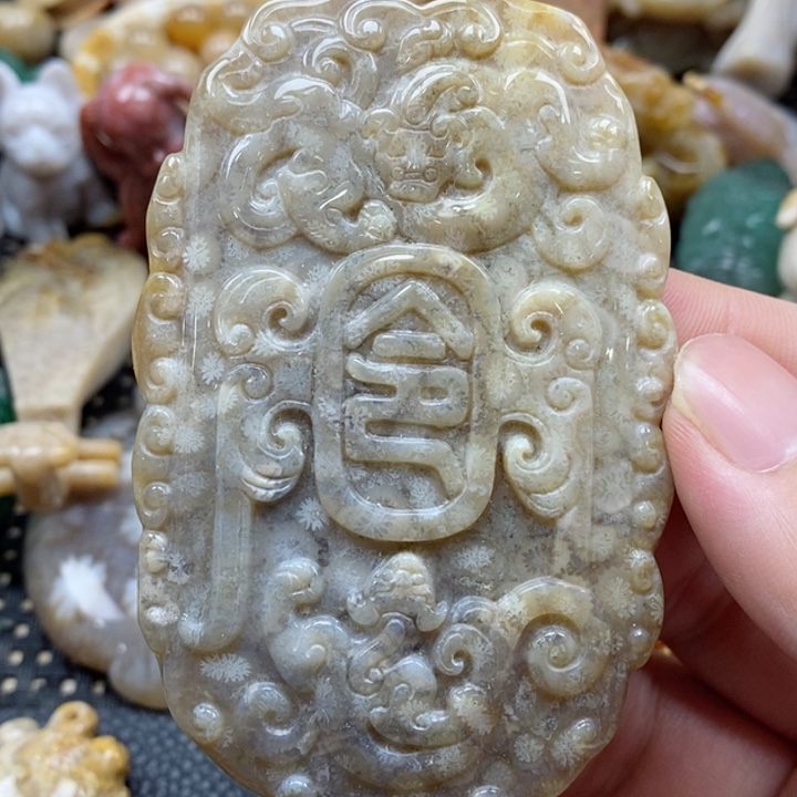 硅化珊瑚（珊瑚玉）颈饰未镶嵌
