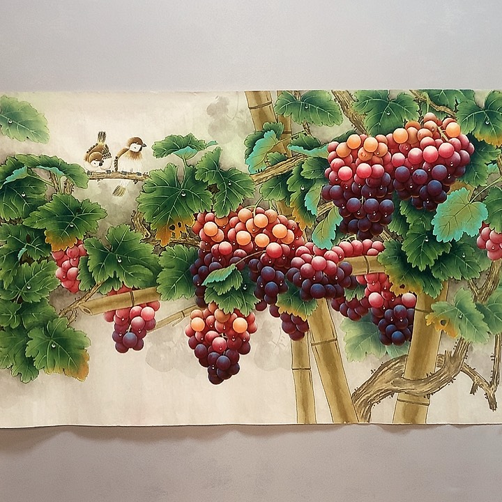 国画四尺整纸工笔葡萄