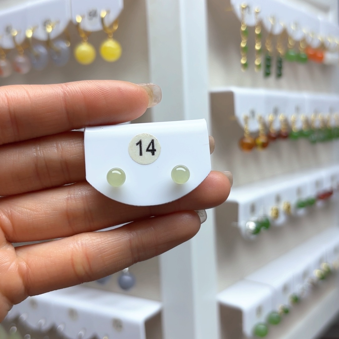 和田玉耳饰18K金镶嵌2