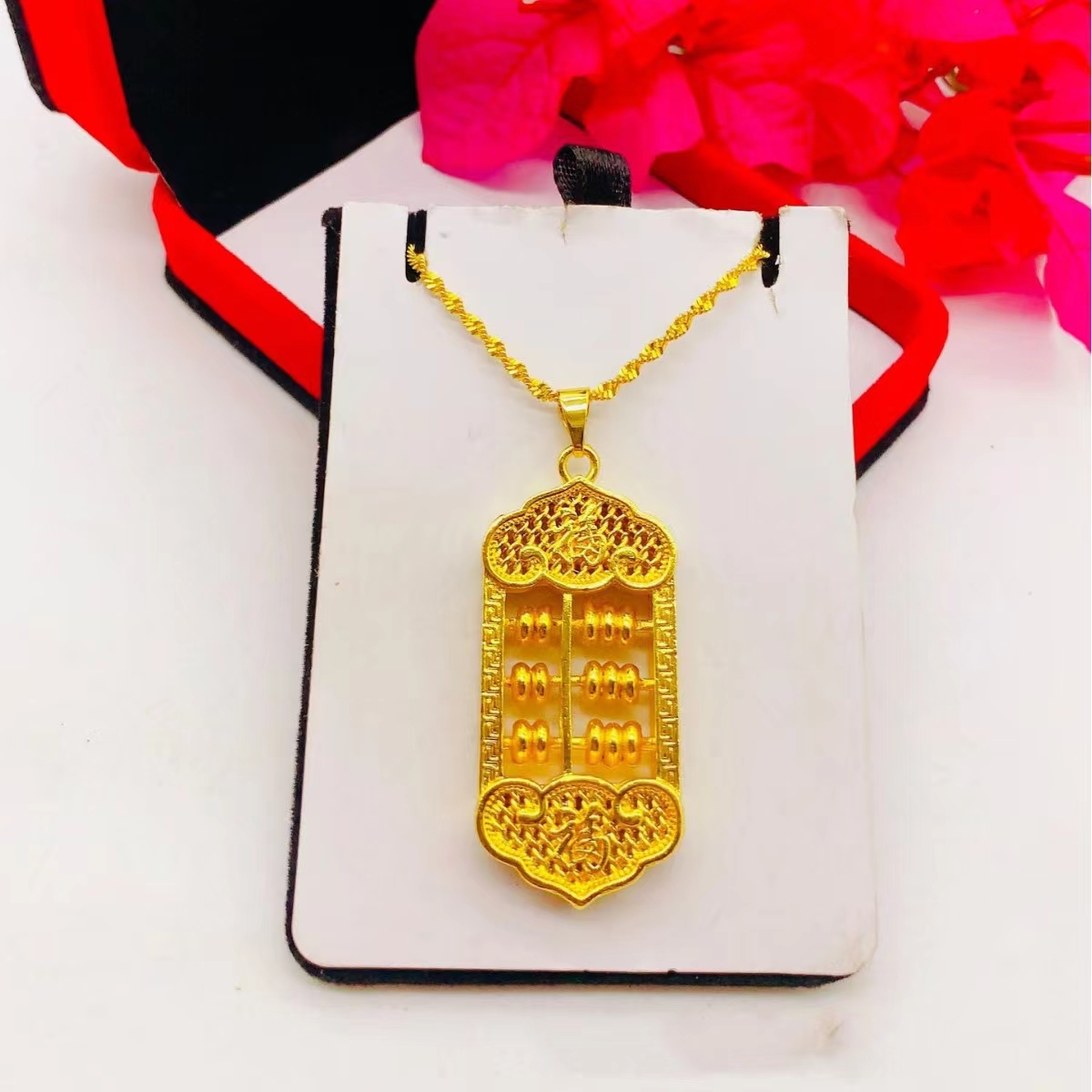 中国风福字算盘吊牌项链百搭项链