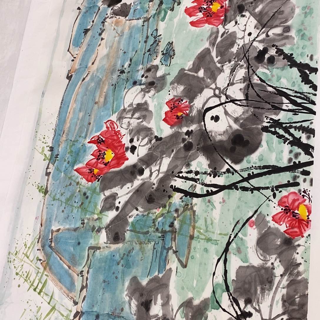 国画踏****下红花我不吃香菜啊笑