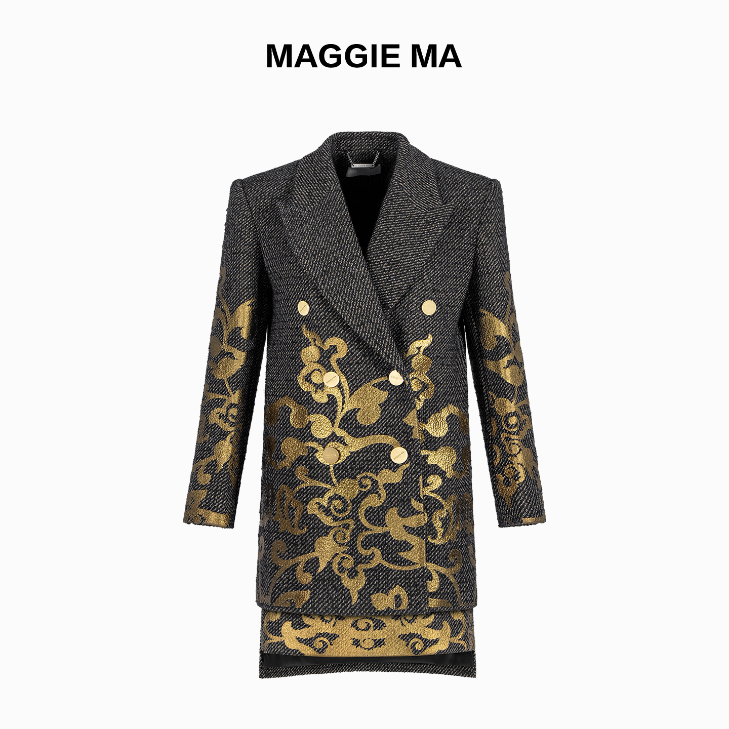 MAGGIE MA马婧设计师款高级复古奢华金色提花西装套装561C/562B