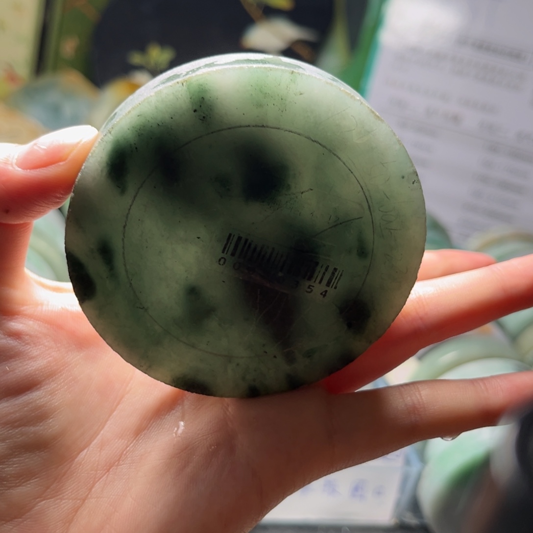 定制翡翠未镶嵌手镯冰胶蓝飘花50-60