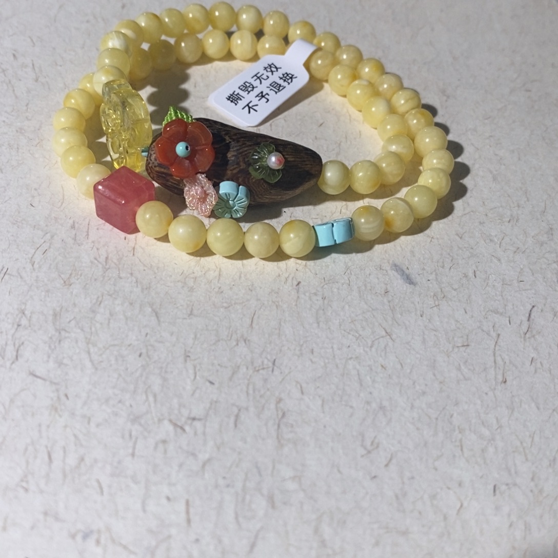 琥珀未镶嵌颈饰蜜蜡编织手链